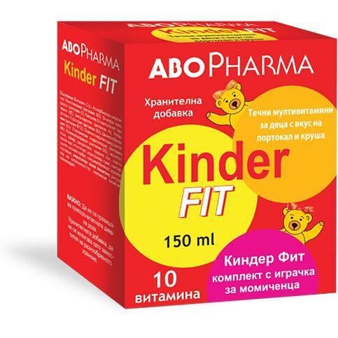 AboPharma Kinder Fit течен мултивитамин с вкус на портокал и круша, 150 мл | Абофарма, Киндер Фит