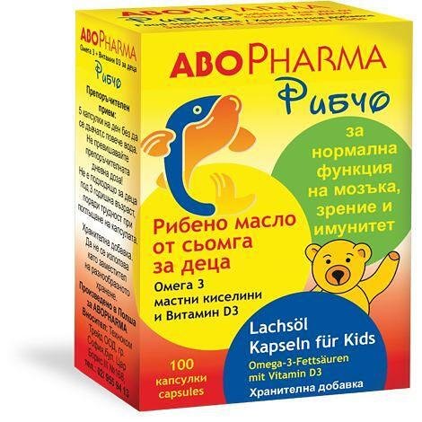 AboPharma Рибчо Омега-3 + витамин D капсули, 100 бр. | Абофарма