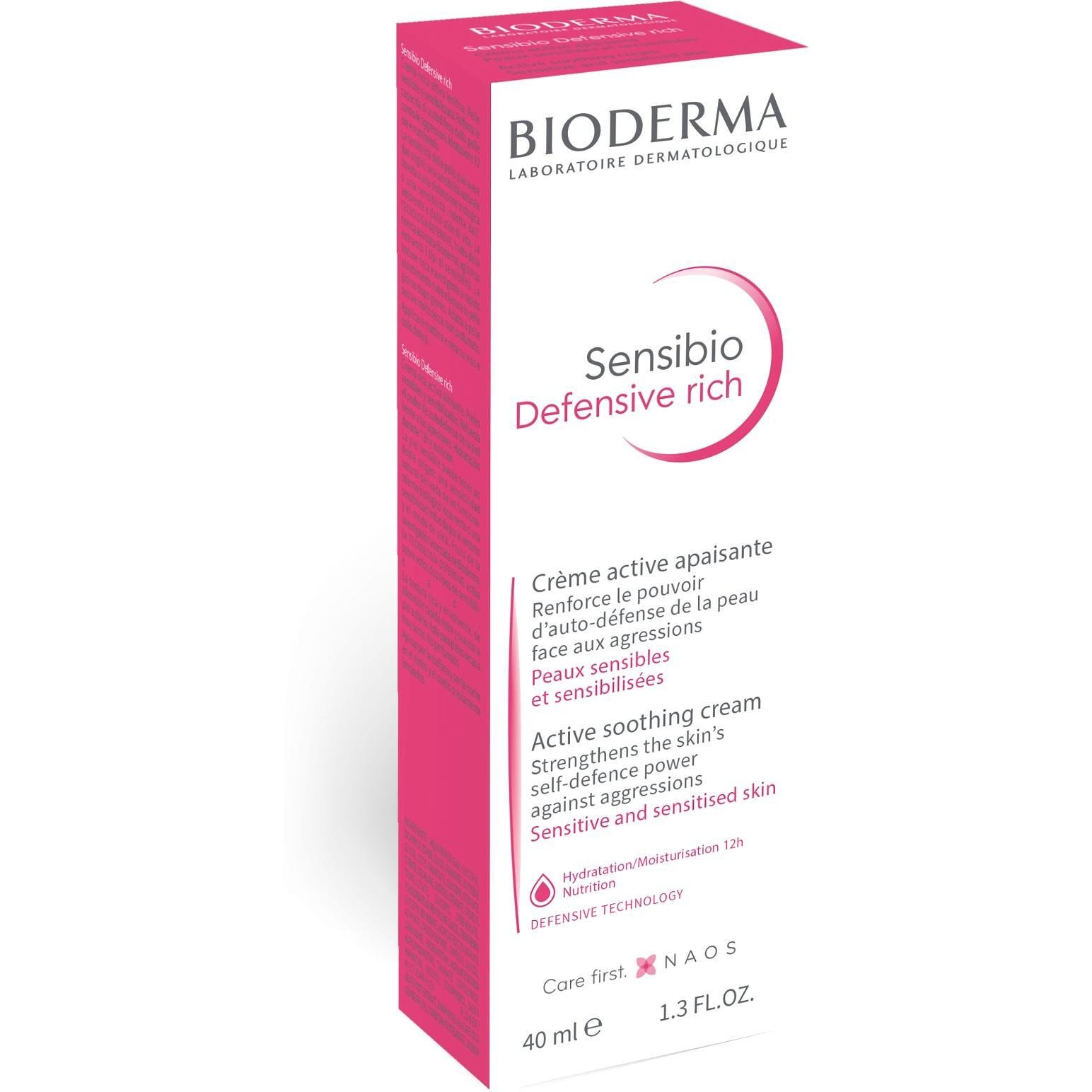 Bioderma Sensibio Defensive Rich богат успокояващ крем за чувствителна кожа, 40 мл | Биодерма, Сенсибио