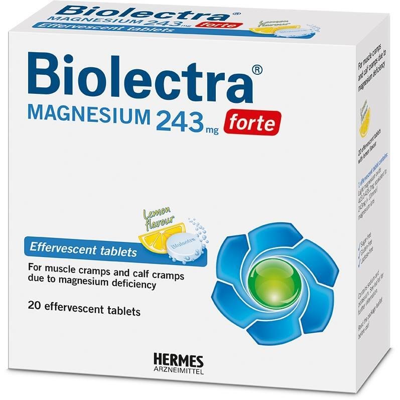 Bioelectra магнезий с лимон, ефервесцентни таблетки 243 мг, 20 бр. | Биолектра