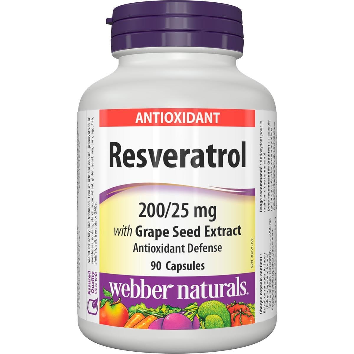 Webber Naturals Ресвератрол 225 мг защита на клетките от оксидативен стрес 90 капсули | Нейчъръл факторс