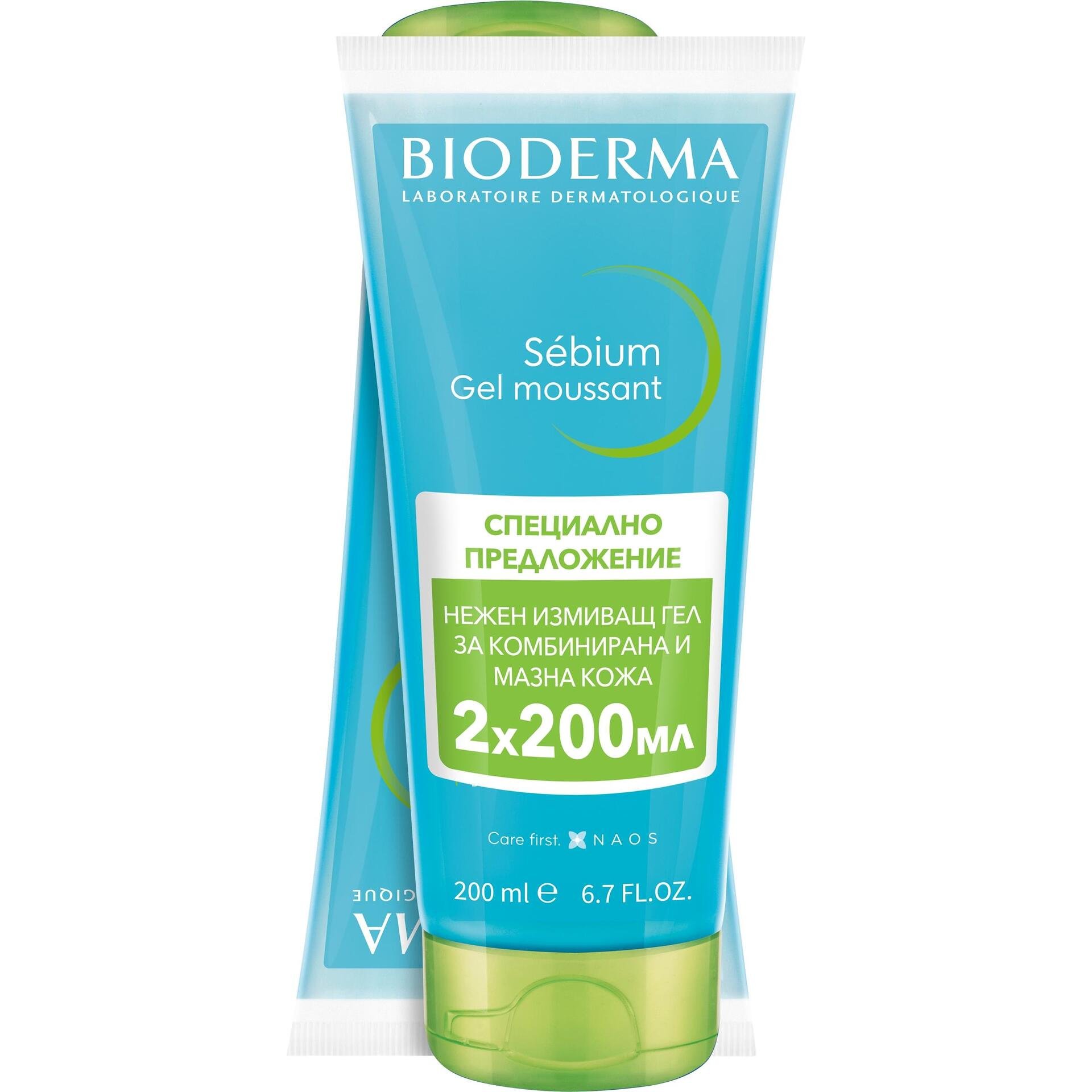 Bioderma Sebium измиващ гел мусант за комбинирана и мазна кожа, 2 бр. х 200 мл | Биодерма, Себиум