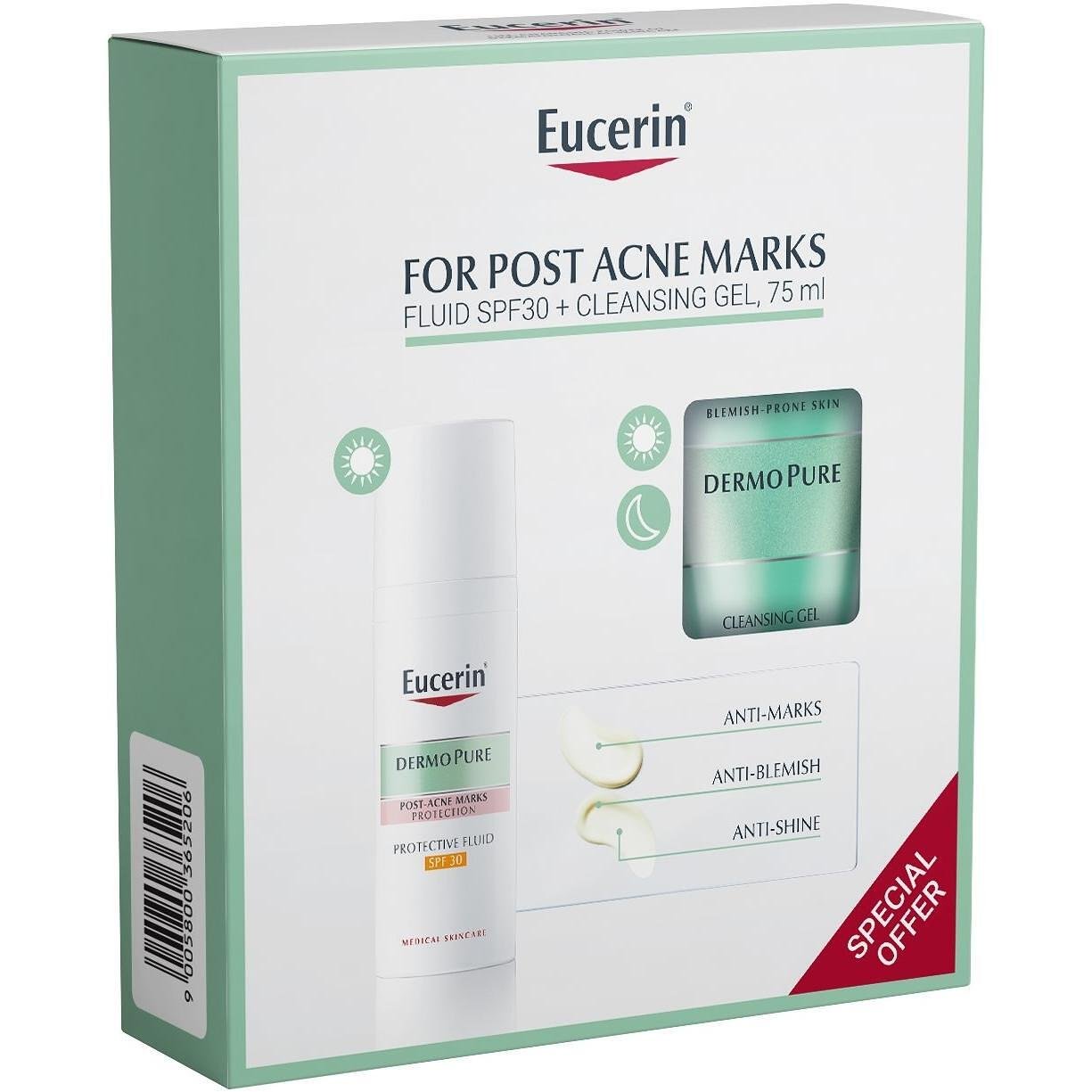 Eucerin Dermo Pure Компект защитен флуид SPF 30 и Dermo Pure Измиващ гел за лице 75 мл | Еусерин, Дермо Пюър