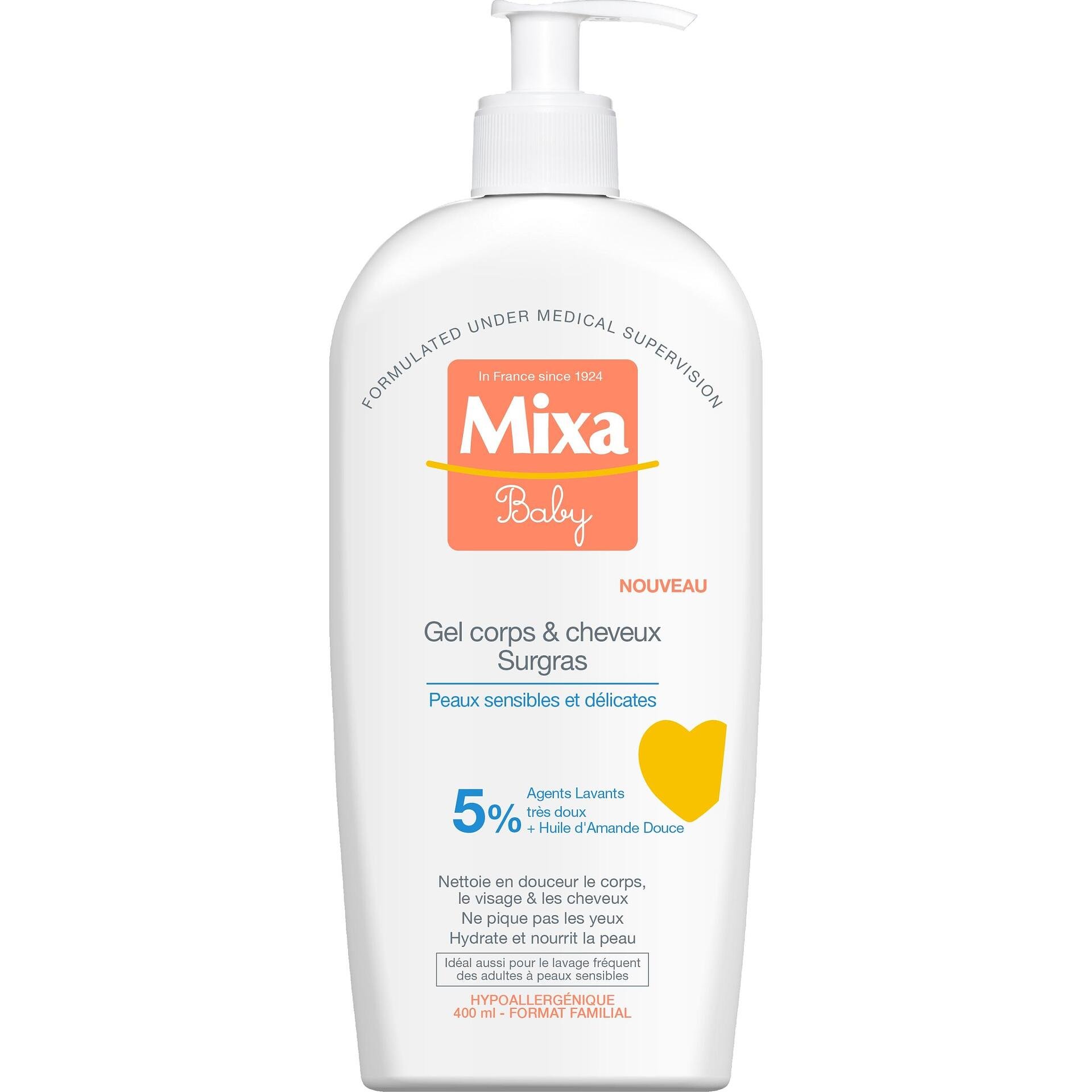 Mixa Baby Бебешки гел за тяло и коса без сапун 400 мл | Микса свежда до минимум риска от алергични реакции