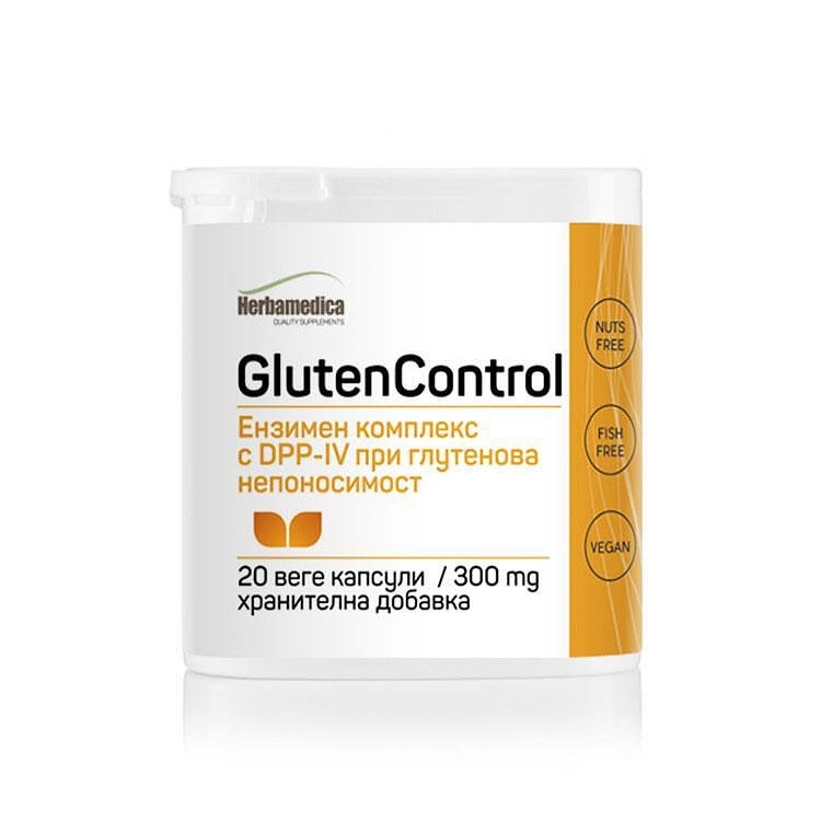 Herbamedica GlutenControl 300 мг 20 капсули | Хербамедика Глутен Контрол е ензимен комплекс предотвратяващ алергии и хранителни непоносимости