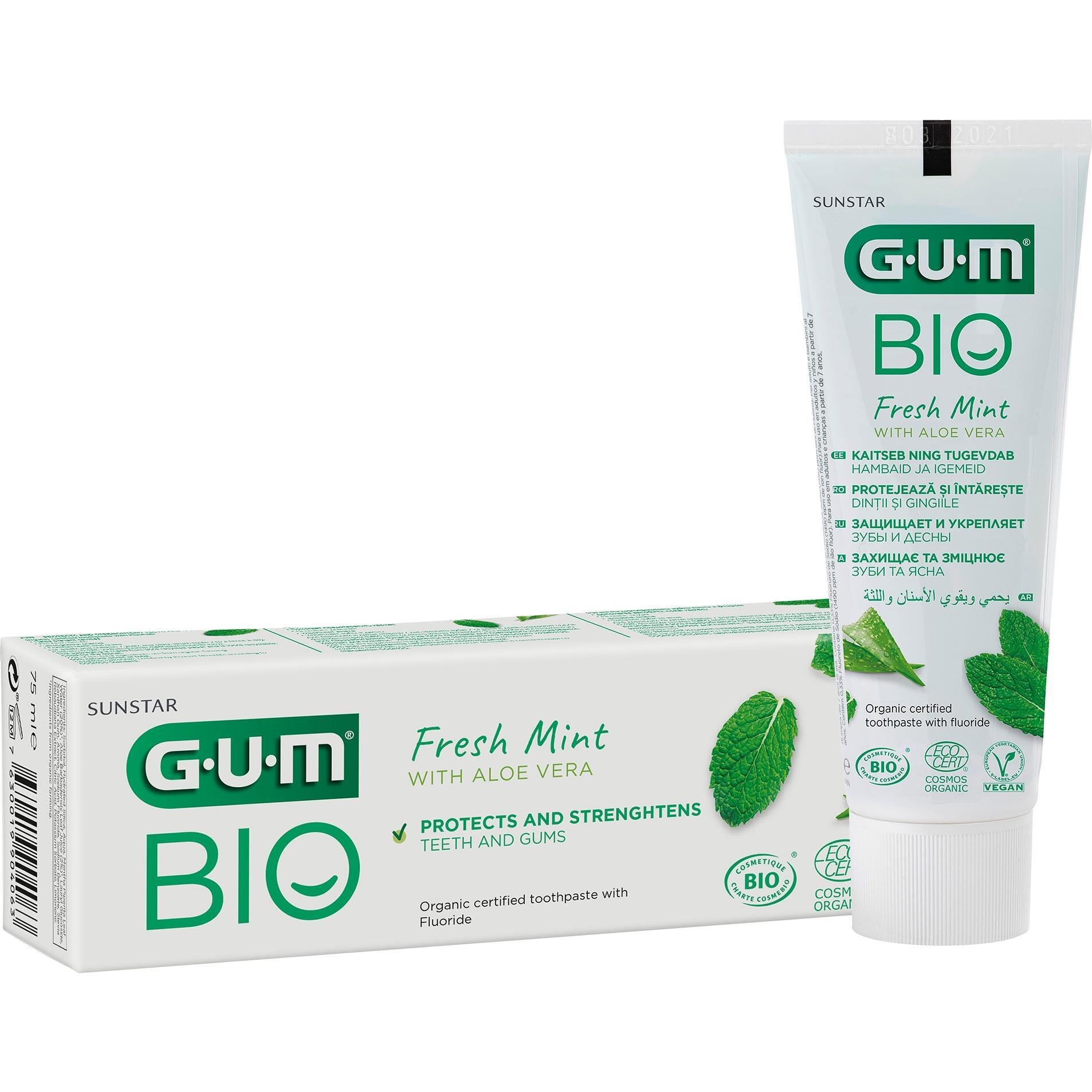 Gum Bio Fresh Mint Органична паста за зъби с алое вера и мента 75 мл | Гъм, Био