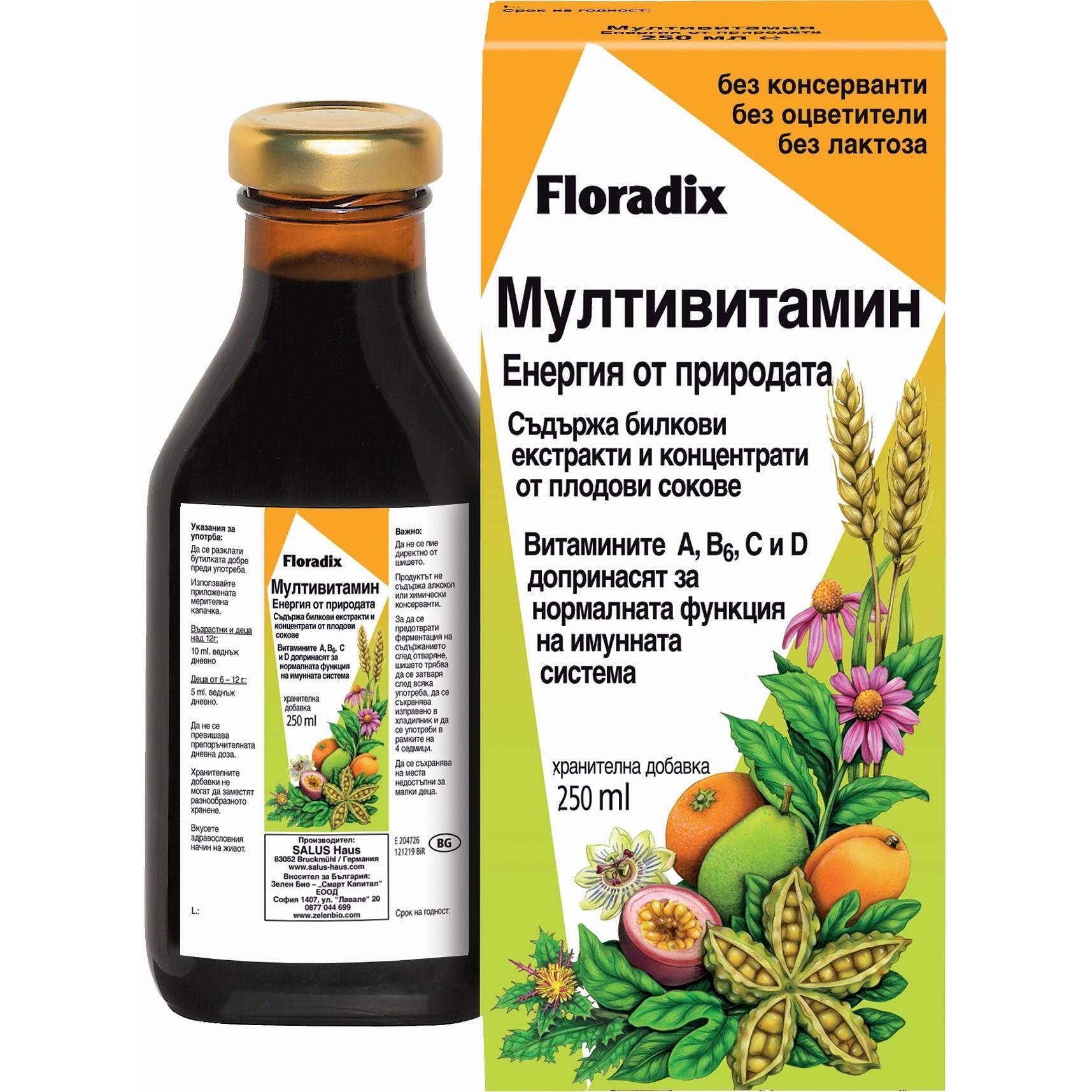 Floradix Натурален сироп с мултивитамини 250 мл | Флорадикс
