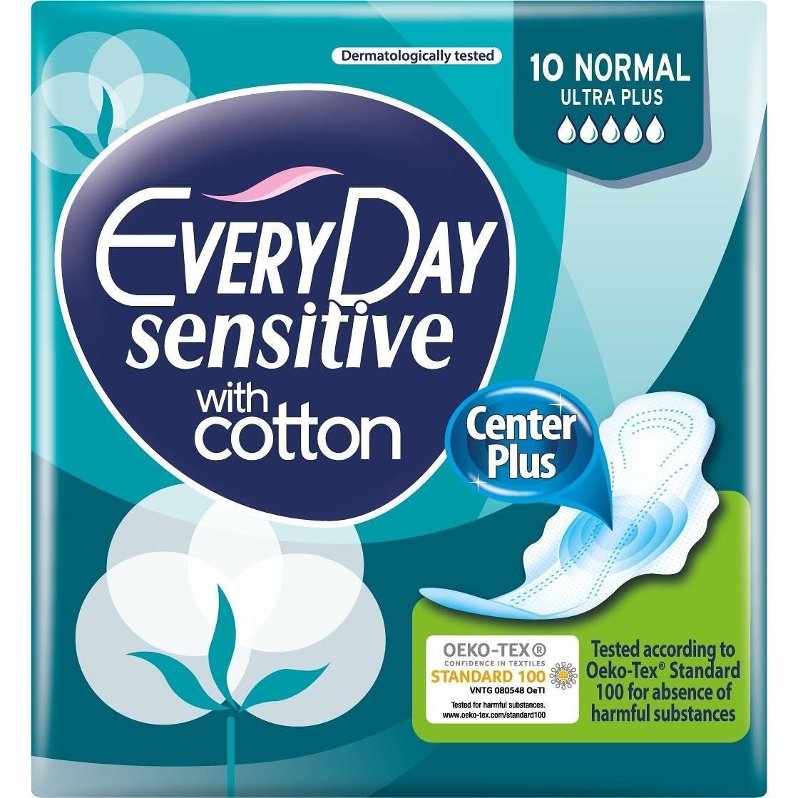 EveryDay Sensitive Normal Ultra Plus памучни дамски превръзки с крилца 10 броя | ЕвриДей, Сензитив