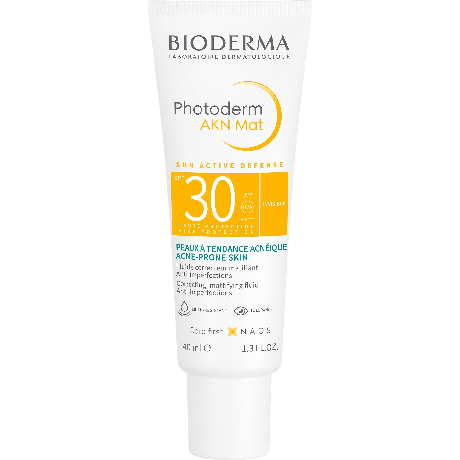 Bioderma Photoderm AKN Mat коригиращ матиращ слънцезащитен флуид SPF30, 40 мл | Биодерма, Фотодерм