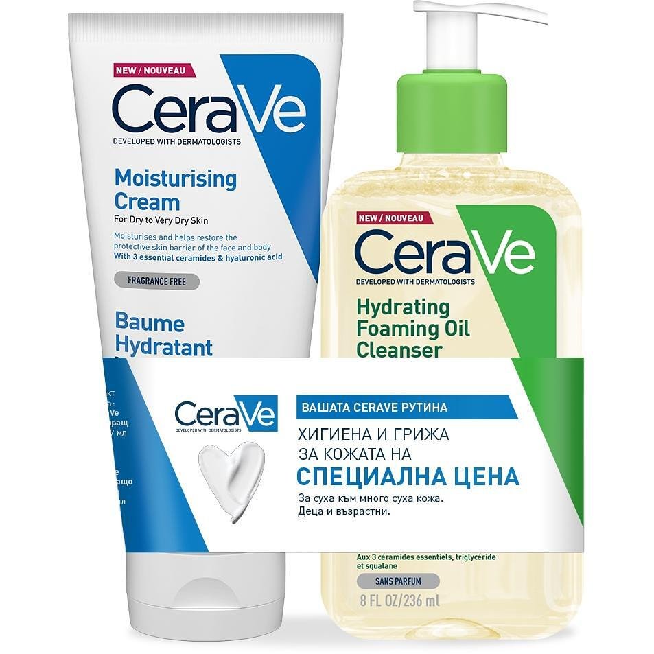 CeraVe Homme хидратиращ крем за лице и тяло, 177 мл и измиващо олио 236 мл | СераВе, Хомме