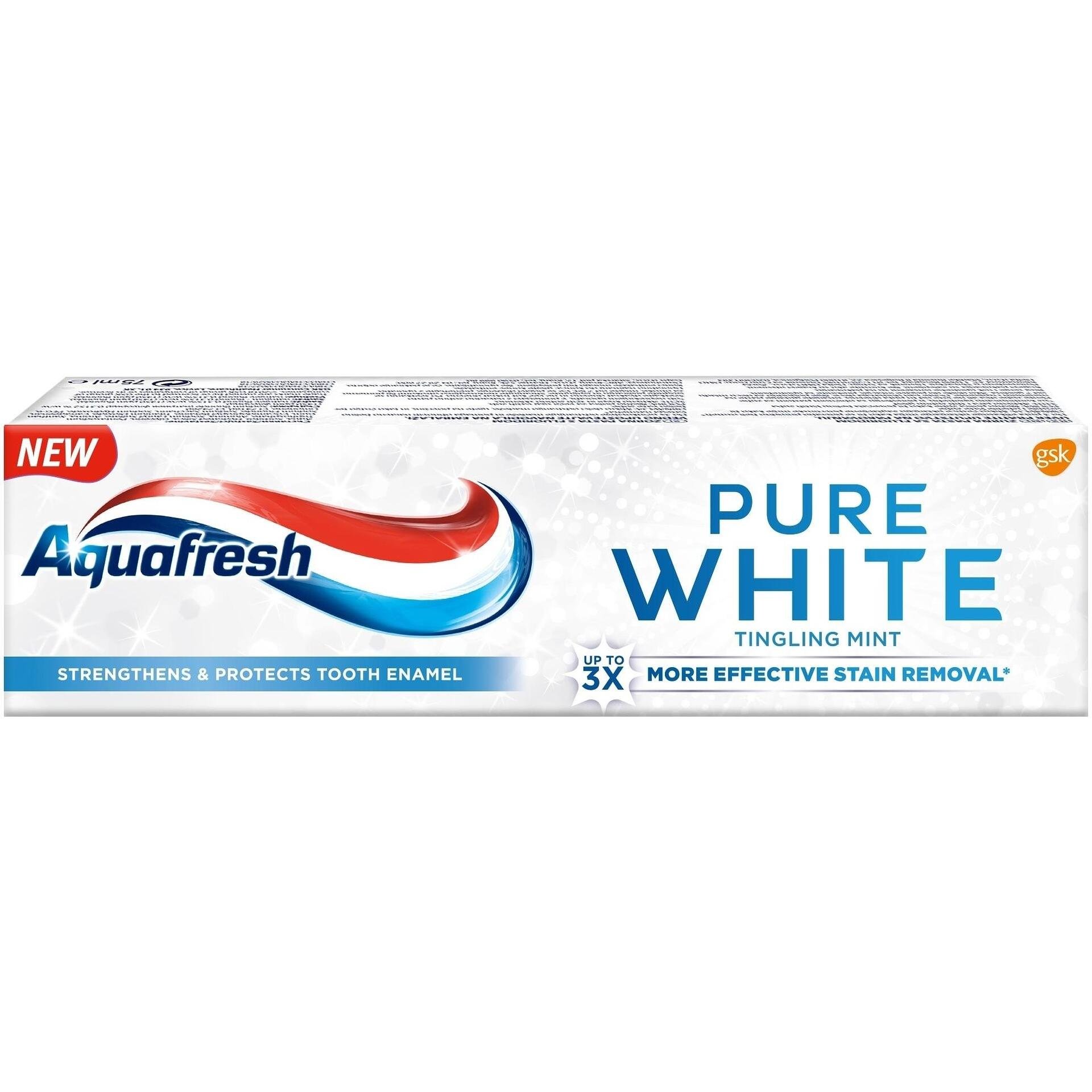 Aquafresh Pure White Tingling Mint паста за зъби, 75 мл | Аквафреш, Пюър Уайт