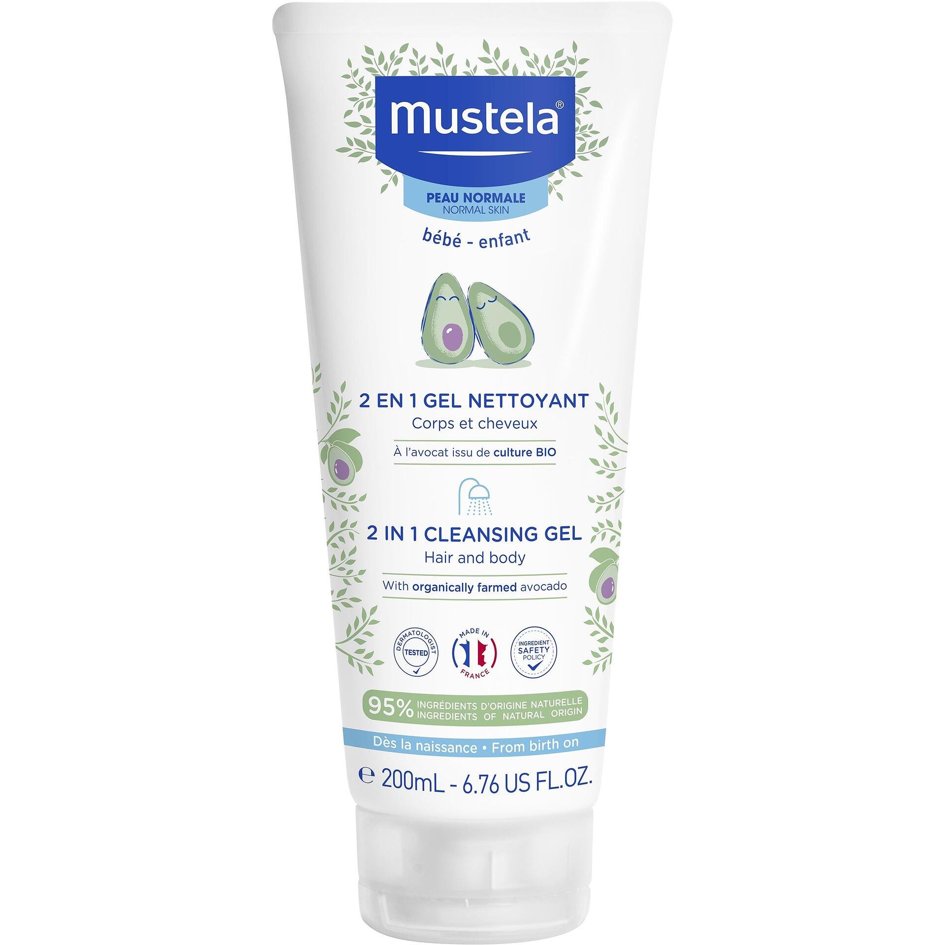 Mustela Bebe 2в1 измиващ гел и шампоан за коса и тяло, 200 мл | Мустела, Бебе