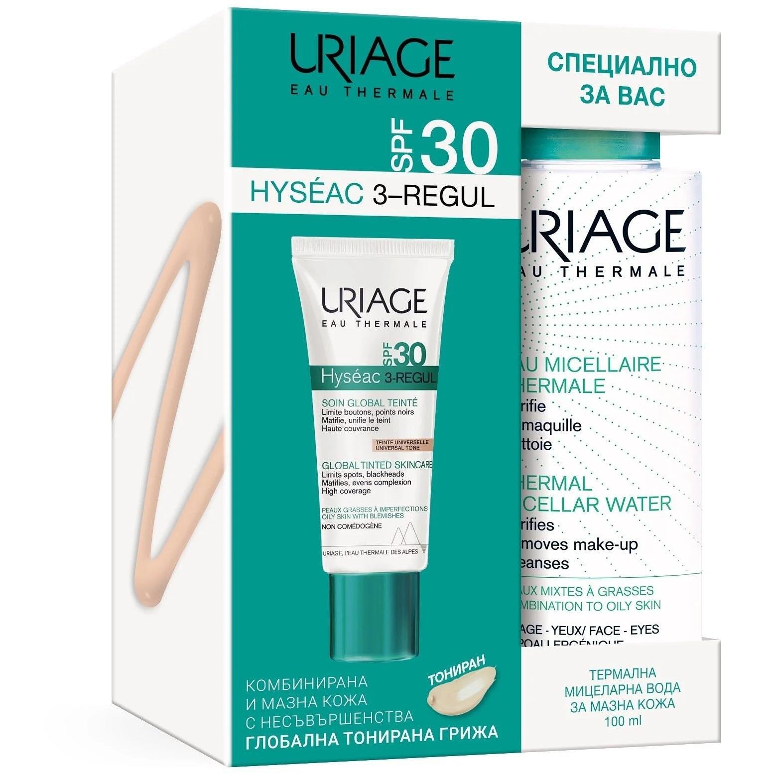 Uriage Hyseac 3-Regul тониран крем SPF30, 40 мл и термална мицеларна вода, 100 мл | Уриаж, Исеак