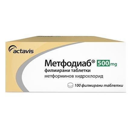 Teva Метфодиаб 500 мг 100 филмирани таблетки | Тева