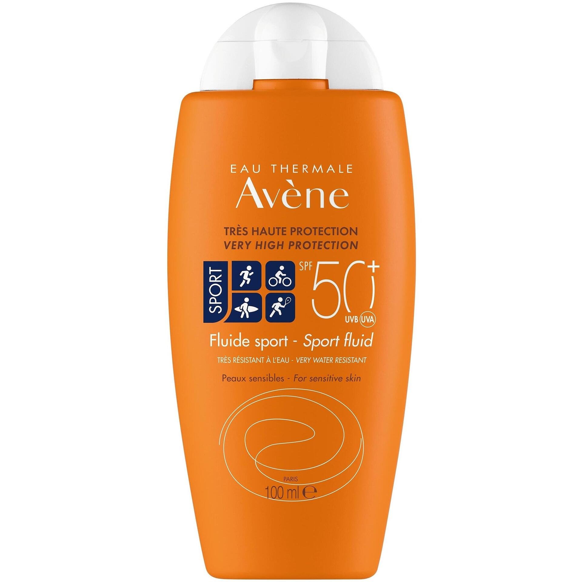 Avene Sport Fluid водоустойчив слънцезащитен крем с много висока защита SPF50+, 100 мл | Авен, Спорт Флуид