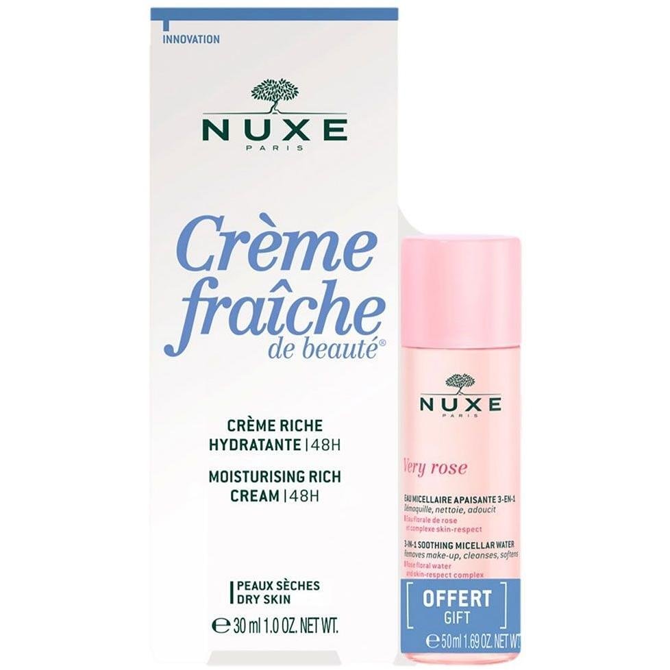 Nuxe Creme Fraiche уплатняващ богат крем 30 мл + Very Rose мицеларна вода, 50 мл | Нукс, Крем фреш