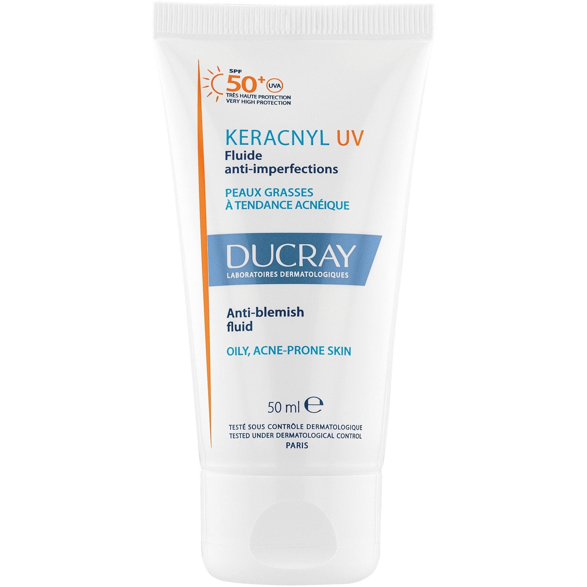Ducray Keracnyl UV слънцезащитен флуид SPF50+, 50 мл | Дюкре, Керакнил