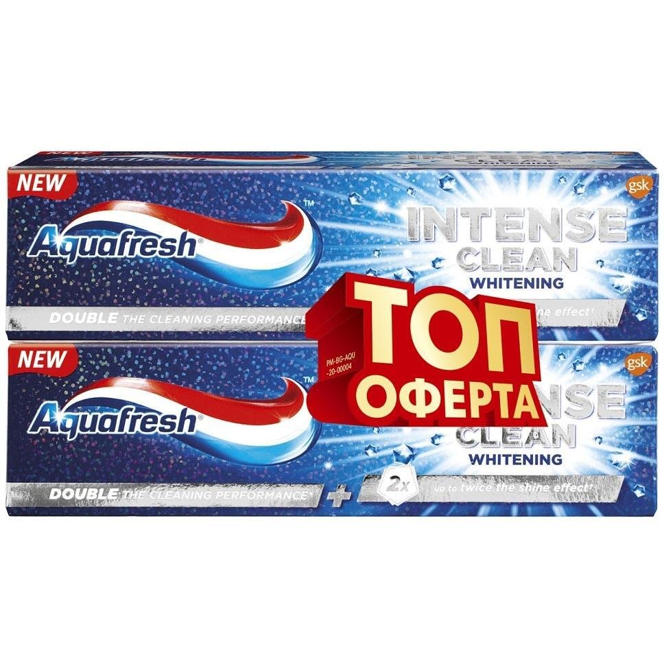 Aquafresh Intense Clean Whitening паста за зъби промо пакет, 2 бр. х 75 мл | Аквафреш