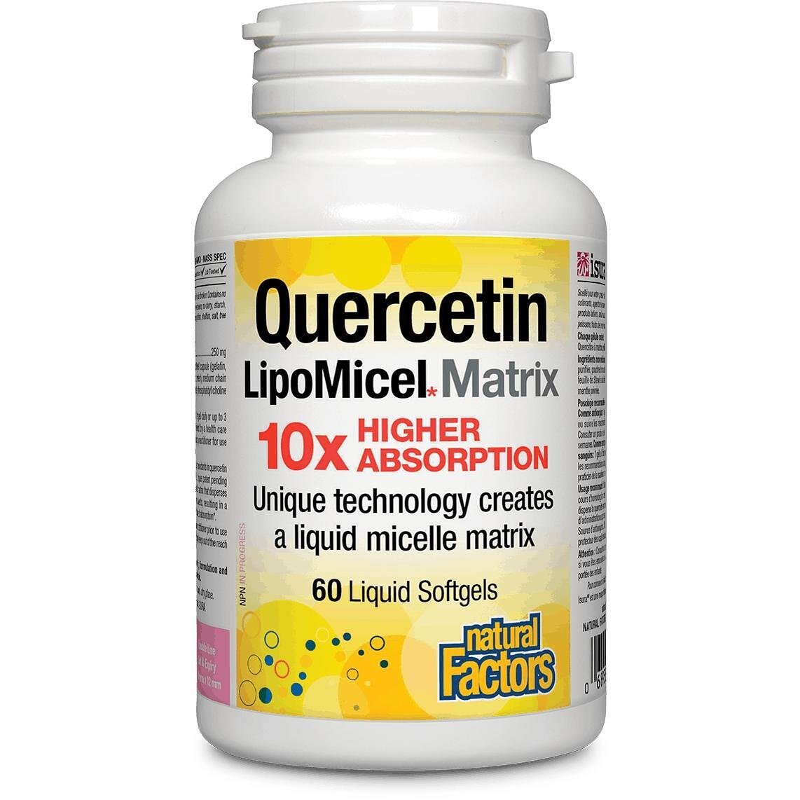 Natural Factors Quercetin LipoMicel Matrix кверцетин липомицел меки капсули, 60 бр. | Нейчъръл факторс