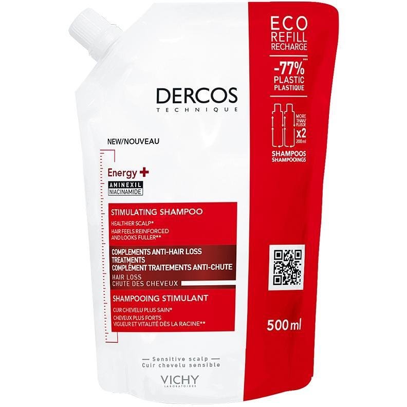 Vichy DERCOS Energy+ стимулиращ шампоан против косопад ECO REFILL, 500 мл | Виши
