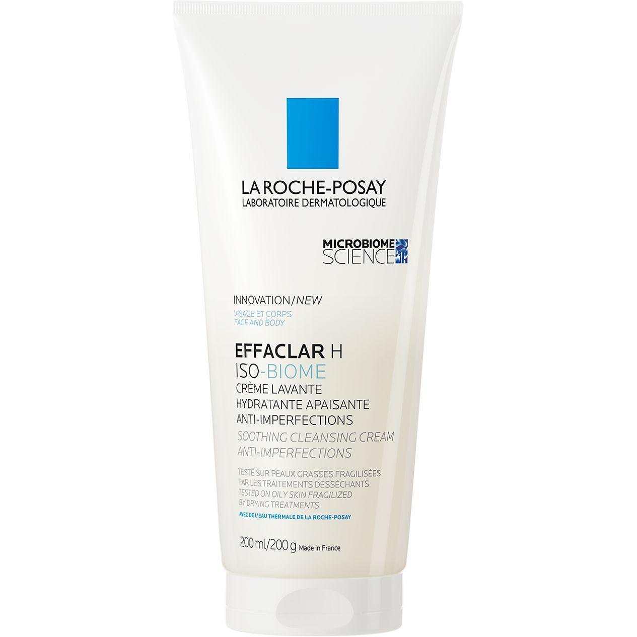La Roche-Posay Effaclar H Iso-Biome успокояващ почистващ крем за лице и тяло против несъвършенства, 200 мл | Ла Рош-Позе, Еффаклар