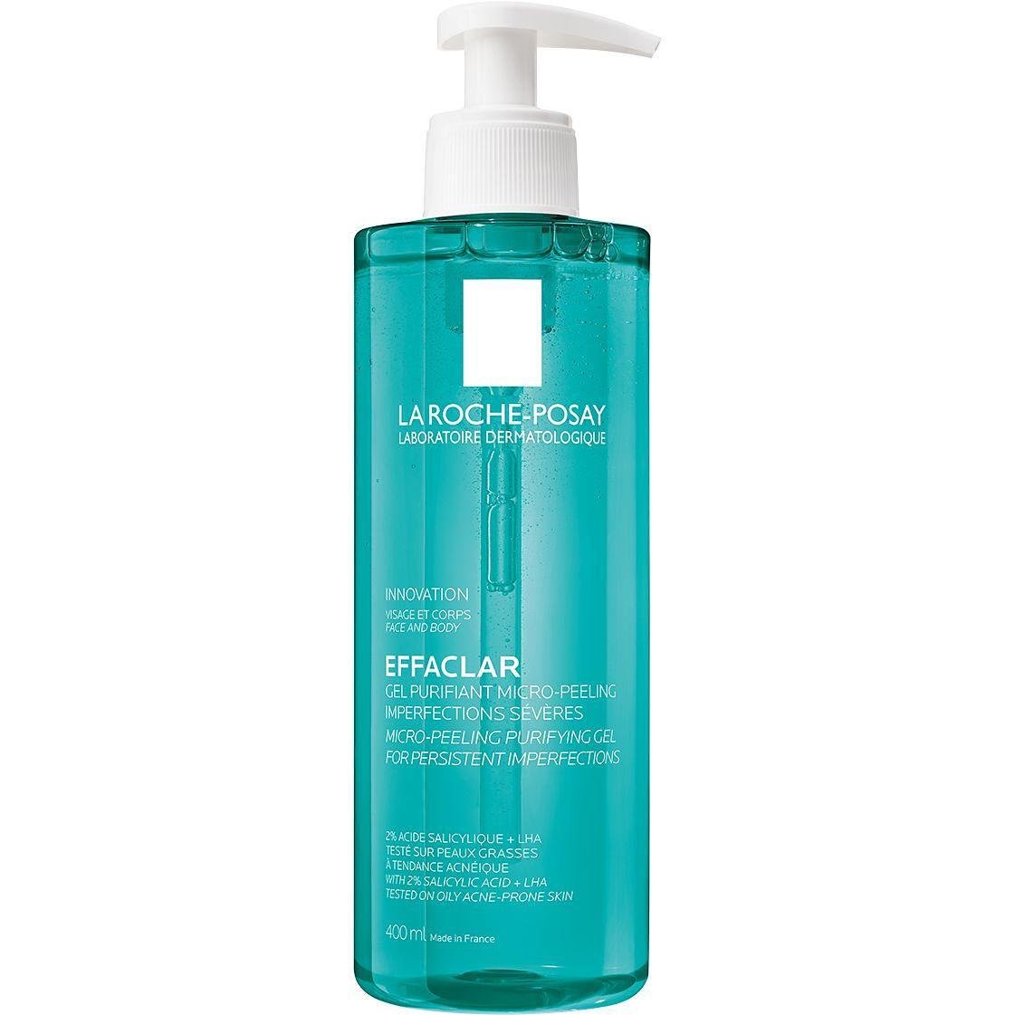 La Roche-Posay Effaclar почистващ микропилинг гел за лице и тяло за мазна и акнеична кожа, 400 мл | Ла Рош-Позе, Еффаклар