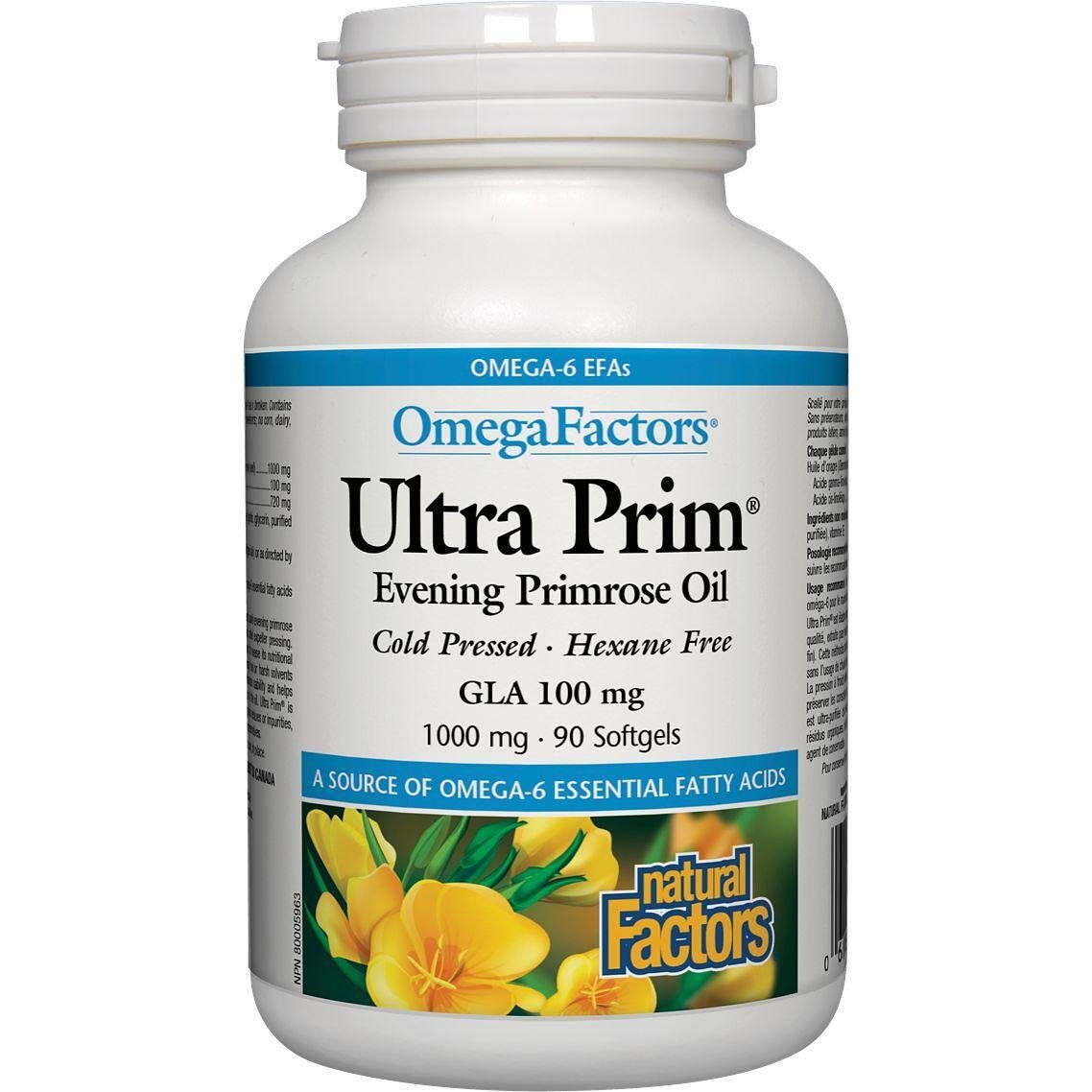 Natural Factors Ultra Prim вечерна иглика масло капсули, 90 бр. х 1000 мкг | Нейчъръл факторс
